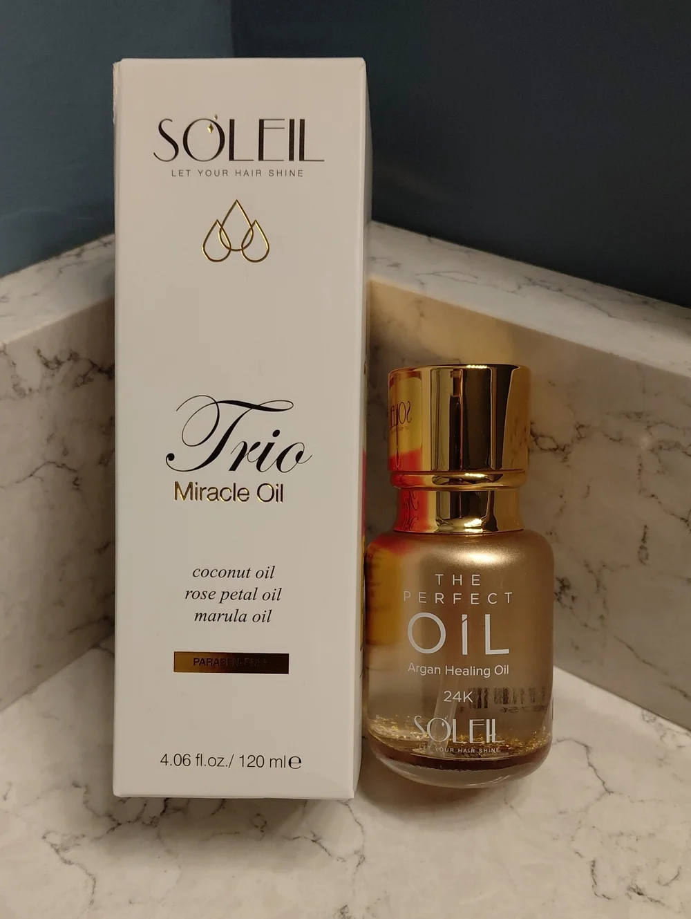 NEW SOLEIL Trio Miracle Oil + SOLEIL The Perfect Oil 24k Argan Healing Oil Combo